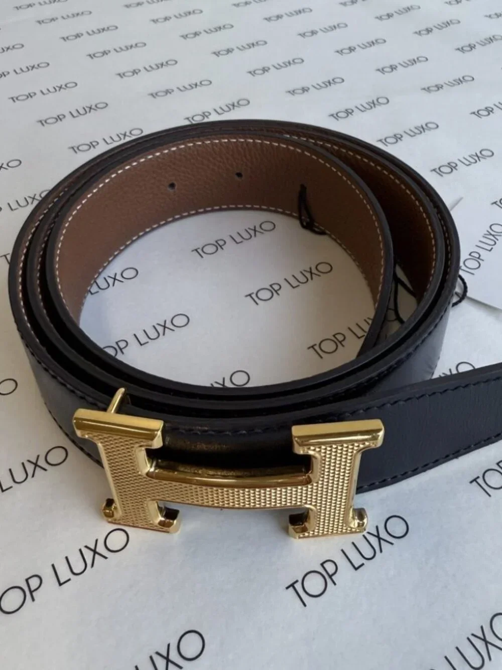 Hermes Reversible Belt Black/Brown 90cm - Gold Buckle